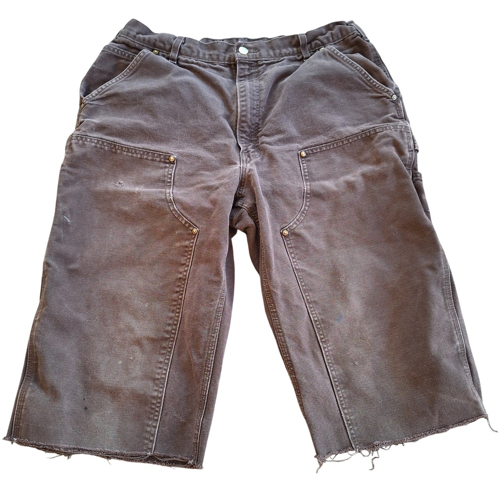 Carhartt Y2K Chocolate Brown Double Knee Canvas Cut Off Shorts  B136 DKB 36
